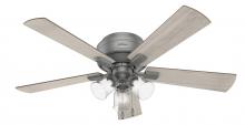  51020 - Hunter 52 inch Crestfield Matte Silver Low Profile Ceiling Fan with LED Light Kit and Pull Chain