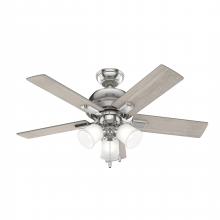  51789 - Hunter 44 inch Crystal Peak Brushed Nickel Ceiling Fan with LED Light Kit and Pull Chain