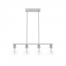  48038 - Hunter Van Nuys Brushed Nickel with Clear Glass 4 Light Chandelier Ceiling Light Fixture