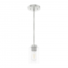  19166 - Hunter Hartland Brushed Nickel with Seeded Glass 1 Light Pendant Ceiling Light Fixture