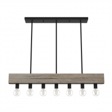  19058 - Hunter Donelson Rustic Iron and Barnwood 7 Light Chandelier Ceiling Light Fixture