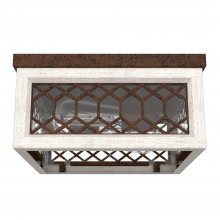  19970 - Hunter Chevron Textured Rust and Distressed White with Seeded Glass 2 Light Flush Mount Ceiling Ligh