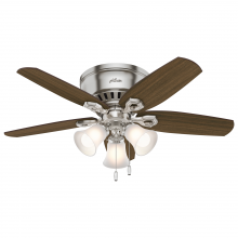  51092 - Hunter 42 inch Builder Brushed Nickel Low Profile Ceiling Fan with LED Light Kit and Pull Chain