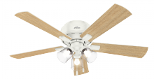  54207 - Hunter 52 inch Crestfield Fresh White Low Profile Ceiling Fan with LED Light Kit and Pull Chain