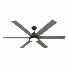  51473 - Hunter 70 inch Warrant Matte Black Ceiling Fan with LED Light Kit and Wall Control
