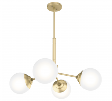  19016 - Hunter Hepburn Modern Brass with Cased White Glass 4 Light Chandelier Ceiling Light Fixture