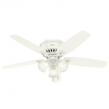  53326 - Hunter 52 inch Builder Snow White Low Profile Ceiling Fan with LED Light Kit and Pull Chain