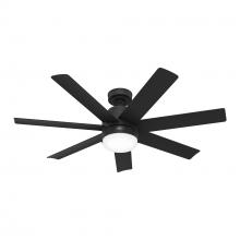  51535 - Hunter 52 Inch Brazos Matte Black Damp Rated Ceiling Fan With LED Light Kit And Handheld Remote