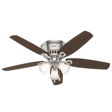 53328 - Hunter 52 inch Builder Brushed Nickel Low Profile Ceiling Fan with LED Light Kit and Pull Chain