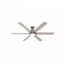  51883 - Hunter 60 inch Wi-Fi Gravity Matte Silver Ceiling Fan with LED Light Kit and Handheld Remote