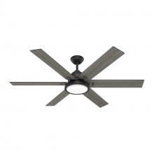  51474 - Hunter 60 inch Warrant Matte Black Ceiling Fan with LED Light Kit and Wall Control