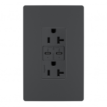  TR20USBPDG - radiant? 20A Tamper Resistant Ultra Fast PLUS Power Delivery USB Type C/C Outlet, Graphite