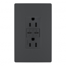  R26USBPDGCC6 - radiant? 15A Tamper Resistant Ultra Fast PLUS Power Delivery USB Type C/C Outlet, Graphite