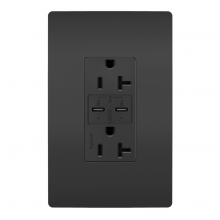  TR20USBPDBK - radiant? 20A Tamper Resistant Ultra Fast PLUS Power Delivery USB Type C/C Outlet, Black