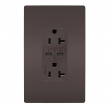  TR20USBPD - radiant? 20A Tamper Resistant Ultra Fast PLUS Power Delivery USB Type C/C Outlet, Brown