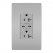  TR20USBPDGRY - radiant? 20A Tamper Resistant Ultra Fast PLUS Power Delivery USB Type C/C Outlet, Gray