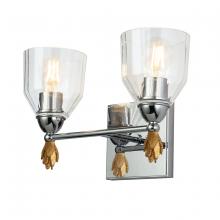  BB1000PC-2-F1G - Felice 2 Light Vanity Light In Silver With Gold Accents