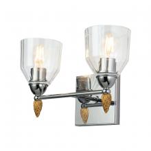  BB1000PC-2-F2G - Felice 2 Light Vanity Light In Silver With Gold Accents