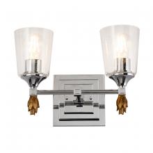  BB1022PC-2-F1G - Vetiver 2 Light Vanity Light In Silver With Gold Accents