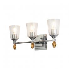  BB1022PC-3-F1G - Vetiver 3 Light Vanity In Silver With Gold Accents