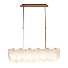  PD9082 - Acanthus Textured Glass Oval Island Light Chandelier in Antique Brass