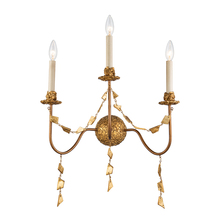  SC1158-3 - Mosaic 3-Light Flambeau Inspired Wall Sconce in Antique Gold