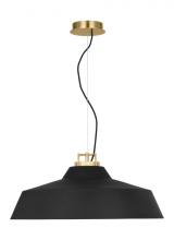  SLPD13127BNB - The Forge Grande Short 1-Light Damp Rated Integrated Dimmable LED Ceiling Pendant in Natural Brass