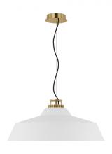  SLPD13127WNB - The Forge Grande Short 1-Light Damp Rated Integrated Dimmable LED Ceiling Pendant in Natural Brass