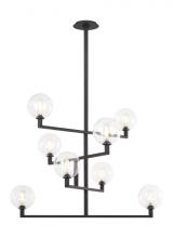  700GMBCB-LED927 - The Gambit 8-Light Damp Rated Dimmable Ceiling Chandelier in Nightshade Black