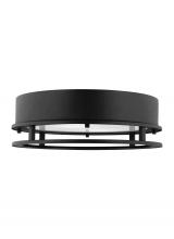  7845893S-12 - Union modern LED outdoor exterior flush mount ceiling light in black finish and tempered glass diffu