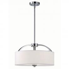  ICH425A03CH16 - Milano, 3 Lt Rod Chandelier, White Fabric Shade, Frosted Glass Diffuser, 100 W Type A