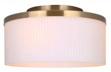  IFM1165A14GD - KINSLEA 14 in. 3-Light 60-Watt Modern Gold Flush Mount with Flat Opal Ribbed Glass Shade