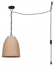  IPL2113B01BKR - MALMO 60-Watt 1 Light Matte Black Casual Pendant with Rope Rope Shade