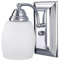  IVL259A01CH - Griffin, 1 Light Vanity, Flat Opal Glass, 100 W Type A, 4 5/8" W x 8" H x 7 1/4" D