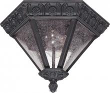  60/2037 - 1-Light Flush Mount Outdoor Ceiling Light in Satin Iron Ore Finish and Seeded Mist Glass