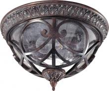  60/2057 - 2-Light Flush Mount Outdoor Ceiling Light in Dark Plum Bronze Finish and Clear Seeded Glass