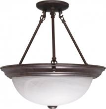  60/210 - 3 Light - Semi Flush with Alabaster Glass - Old Bronze Finish