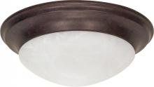  60/282 - 3 Light - 17" Flush with Alabaster Glass - Old Bronze Finish