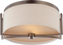  60/4861 - Gemini - 2 Light Flush Dome with Khaki Fabric Shade - Hazel Bronze Finish