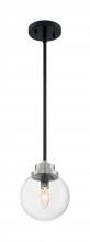  60/7131 - Axis - 1 Light Pendant with Clear Glass - Matte Black and Brushed Nickel Accents Finish
