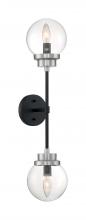 60/7132 - Axis - 2 Light Sconce with Clear Glass - Matte Black and Brushed Nickel Accents Finish