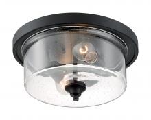  60/7290 - Bransel - 2 Light Flush Mount with Seeded Glass - Matte Black Finish