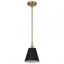  60/7408 - Dover; 1 Light; Small Pendant; Black with Vintage Brass