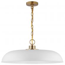  60/7486 - Colony; 1 Light; Large Pendant; Matte White with Burnished Brass
