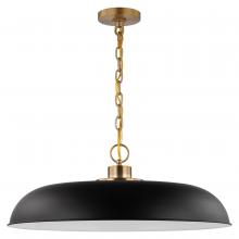  60/7487 - Colony; 1 Light; Large Pendant; Matte Black with Burnished Brass