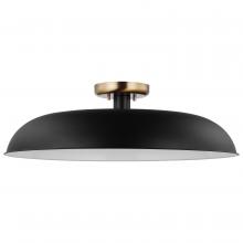  60/7497 - Colony; 1 Light; Large Semi-Flush Mount Fixture; Matte Black with Burnished Brass
