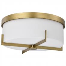  60/8044 - Roselle; 15 Inch Flush Mount; Natural Brass with White Glass