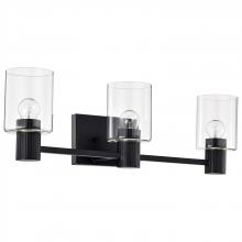  60/8063 - Clarksville; 3 Light Vanity; Matte Black with Clear Glass