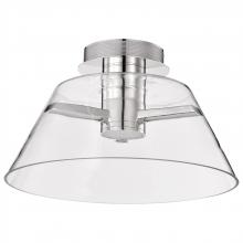  62/2054 - Edmond; 17 Inch LED Semi Flush; Polished Nickel with Clear Glass