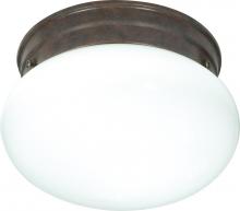  SF76/600 - 1 Light - 8" Flush with White Glass - Old Bronze Finish